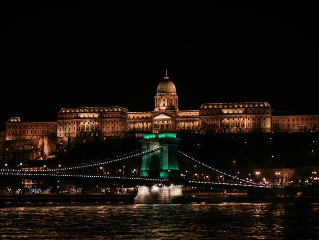 Photo of chain bridge and buda castle during night time