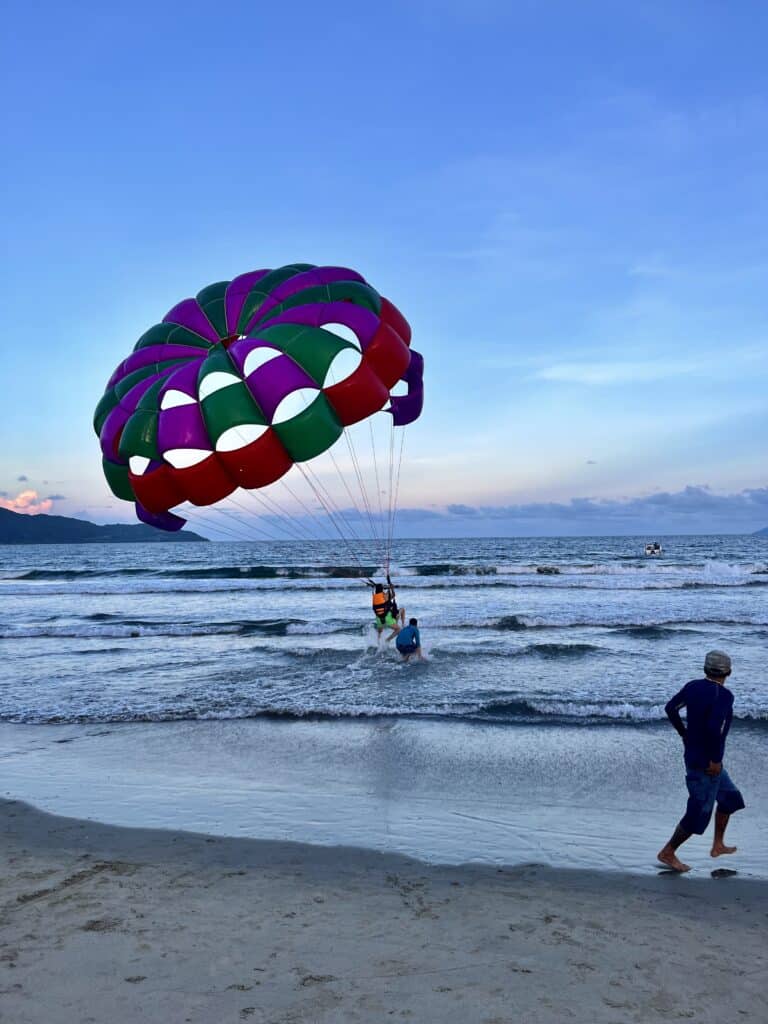 Parasailing about to take flight