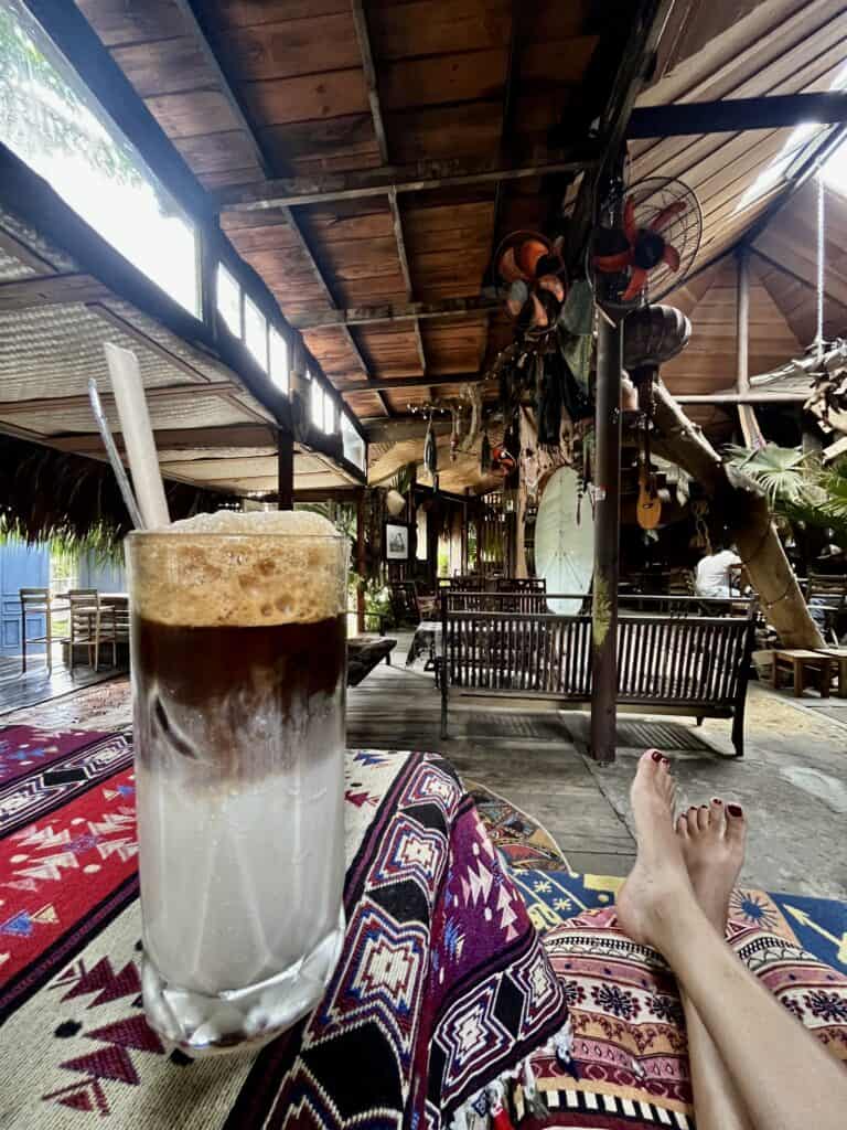 A glass of coconut coffee