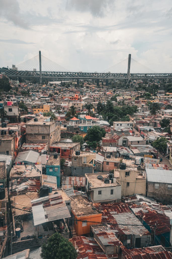 Explore the rich and diverse cityscape of Santo Domingo with an aerial view.